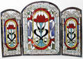 121256 STAINED GLASS 3 PANEL FIREPLACE SCREEN