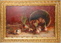120258 OIL ON BOARD 18 X 24 STILL LIFE OF ONIONS