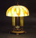 112200 HANDEL BRONZED BASE  GLASS SHADE TABLE LAMP