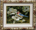 112199 R DOWSETT OIL ON CANVAS BIRD  GARDENIAS