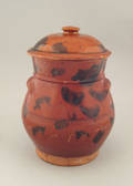 New England redware covered crock 19th c