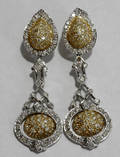 112179 YELLOW  WHITE GOLD PAVE DIAMOND EARRINGS