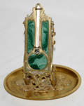 111367 BRASS  MALACHITE DESK STYLE THERMOMETER