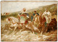 102270 POST A SCHREYER OIL ON CANVAS ARAB HORSEMEN