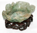 101288 CHINESE CARVED GREEN QUARTZ LOTUS FORM DISH