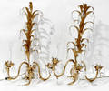 091205 ITALIAN IRON GILT  CRYSTAL SCONCES