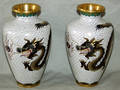 090200 CHINESE DRAGON DESIGN CLOISONN VASES
