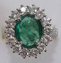 092160 32CT EMERALD  22CT DIAMOND RING