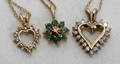 10214 14K GOLD EMERALD  DIAMOND PENDANT CHAINS