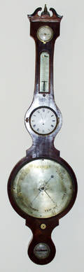 122315 C FERELLI MAHOGANY BAROTHERMOMETERCLOCK
