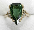 100189 TOURMALINE DIAMOND  GOLD RING