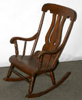100183 ANTIQUE LYRE STYLE MAPLE ROCKING CHAIR