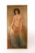 Large Orientalist Style Female Nude Oil Painting