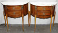 092191 LOUIS XV STYLE INLAY WHITE MARBLE TOP COMMODES