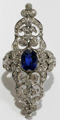 121330 14KT GOLD BLUE SAPPHIRE  DIAMOND RING