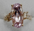 112273 YELLOW GOLD KUNZITE  DIAMOND RING