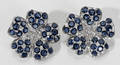 112247 GOLD SAPPHIRE  DIAMOND FLORIFORM EARRINGS