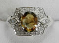 112265 WHITE GOLD YELLOW SAPPHIRE  DIAMOND RING