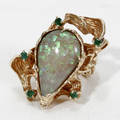 111446 YELLOW GOLD OPAL DOUBLET  EMERALD RING