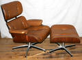 111443 EAMES LEATHER  METAL CHAIR  OTTOMAN