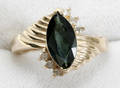 110326 GREEN SAPPHIRE DIAMOND  YELLOW GOLD RING