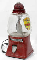 110291 HOBNAIL CRANBERRY GLASS HOT PEANUT MACHINE