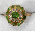 102357 VINTAGE GOLD PERIDOT  DIAMOND RING