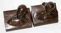 101377 DANTE  BEATRICE SPELTER BOOKENDS W PATINA