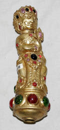 101356 BURMESE GILT METAL  CABOCHON FIGURAL HANDLE