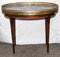 092242 LOUIS XVI STYLE MAHOGANY END TABLES  MARBLE
