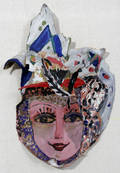 091253 DINA DAR ACRYLIC PAINT ON BARK PURIM MASK
