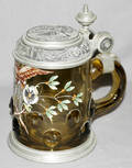 090282 AUSTRIAN PEWTER GLASS  RAISED ENAMEL MUG