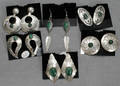 090255 NAVAHO INDIAN STERLING  MALACHITE EARRINGS