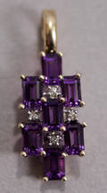 11319 14KT GOLD AMETHYST  DIAMOND PENDANT L 125