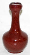 122403 CHINESE RED GLAZE PORCELAIN STICK NECK VASE