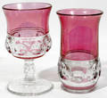 121388 FLASHED CRANBERRYCLEAR WINE  WATER GLASSES