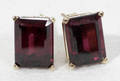 110331 RHODOLITE GARNET  YELLOW GOLD EARRINGS PAIR
