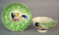 Miniature green spatter cup and saucer 19th c