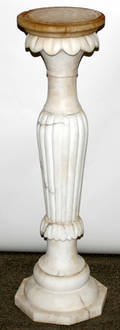 092283 CARVED VEINED WHITE MARBLE PEDESTAL