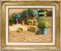 12382 JESSICA MCCAIN OIL ON CANVAS FLOWERS TERRACE