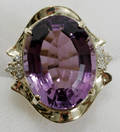 12380 YELLOW GOLD AMETHYST  DIAMOND LADYS RING