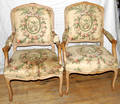 12346 FRENCH ANTIQUE CARVED FRUITWOOD ARM CHAIRS