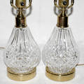11388 WATERFORD CRYSTAL LAMPS W SILK SHADES H 18