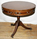 11377 BAKER WALNUT DRUM TABLE H 28 DIA 32