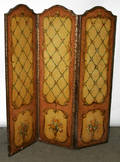 122421 FRENCH STYLE LEATHER THREEPANEL SCREEN