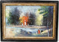 122425 POSSIBLY R JIARD OIL ON CANVAS LANDSCAPE