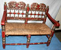 120423 PAINTED WOOD  RUSH SEAT BENCH H 33 W 39