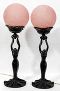120413 ART DECO STYLE SPELTER SCULPTURE LAMPS