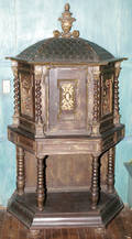 112329 GOTHIC STYLE CARVED WALNUT CABINET
