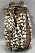 110376 AFRICAN COWRIE BEAD  ANIMAL HIDE WATER GOURD